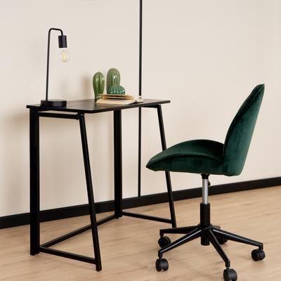 TEMU Meuble Cosy - Folding Table For Laptop, Wooden Desk For Office, Studio And Bedroom, Metal Structure, Scandinavian Style, Black Color, 41.5 X 80 X 74 Cm Image