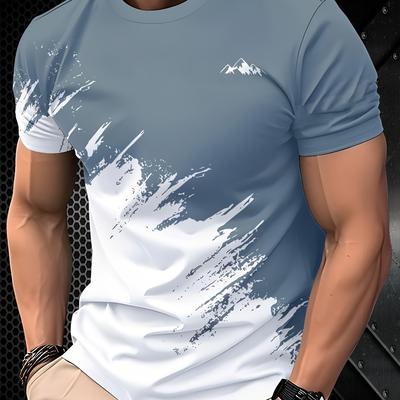 TEMU Men's Casual Crew Neck Short Sleeve Summer T-shirt, Solid Color, Stretch Fabric, Regular Fit Image