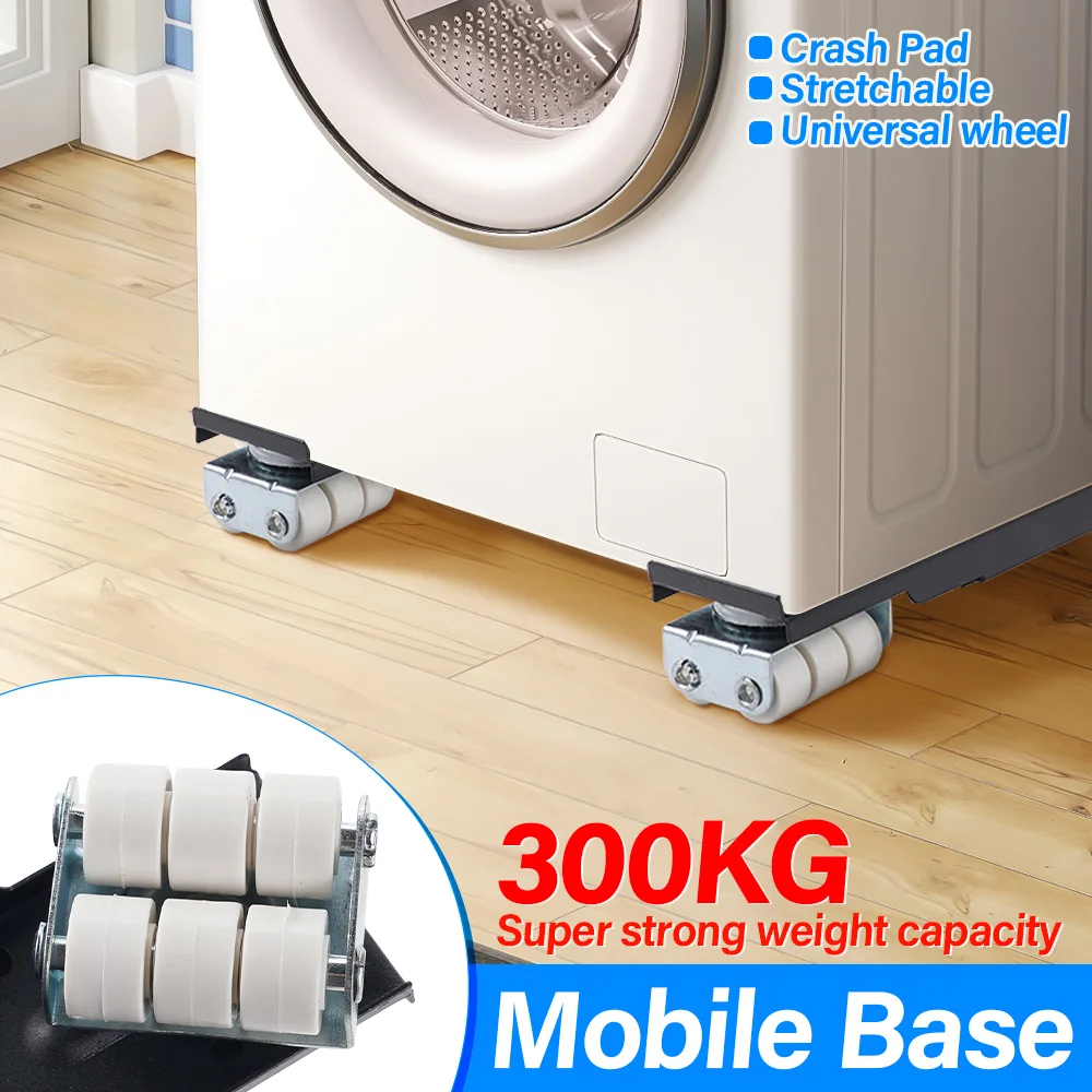 24 Wheel Movable Adjustable Racks Mobile Roller Bracket Washing Machine Stand Dryer Holder Refrigerator Base Mount Universal