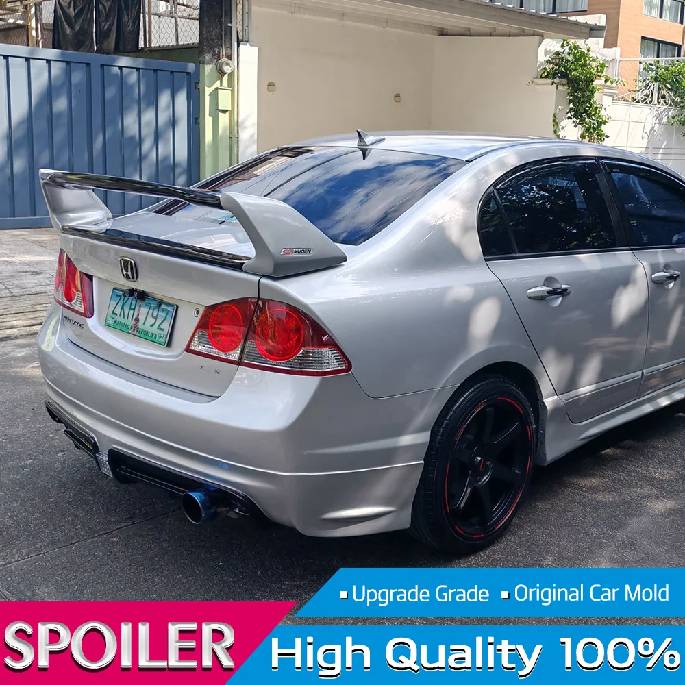 2006-2011 Für Honda Civic 8th 4Dr Limousine Mugen Stil Heckspoiler Flügel ABS Image