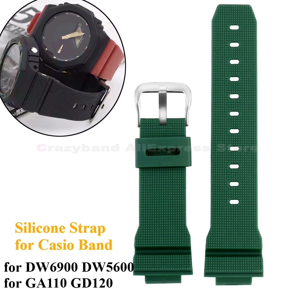 16 mm Silikonarmband für DW6900 DW5600 GA110GD120 Armband Ersatz-Sportgürtel Herren traditionelles Uhrenarmband-Zubehör Image