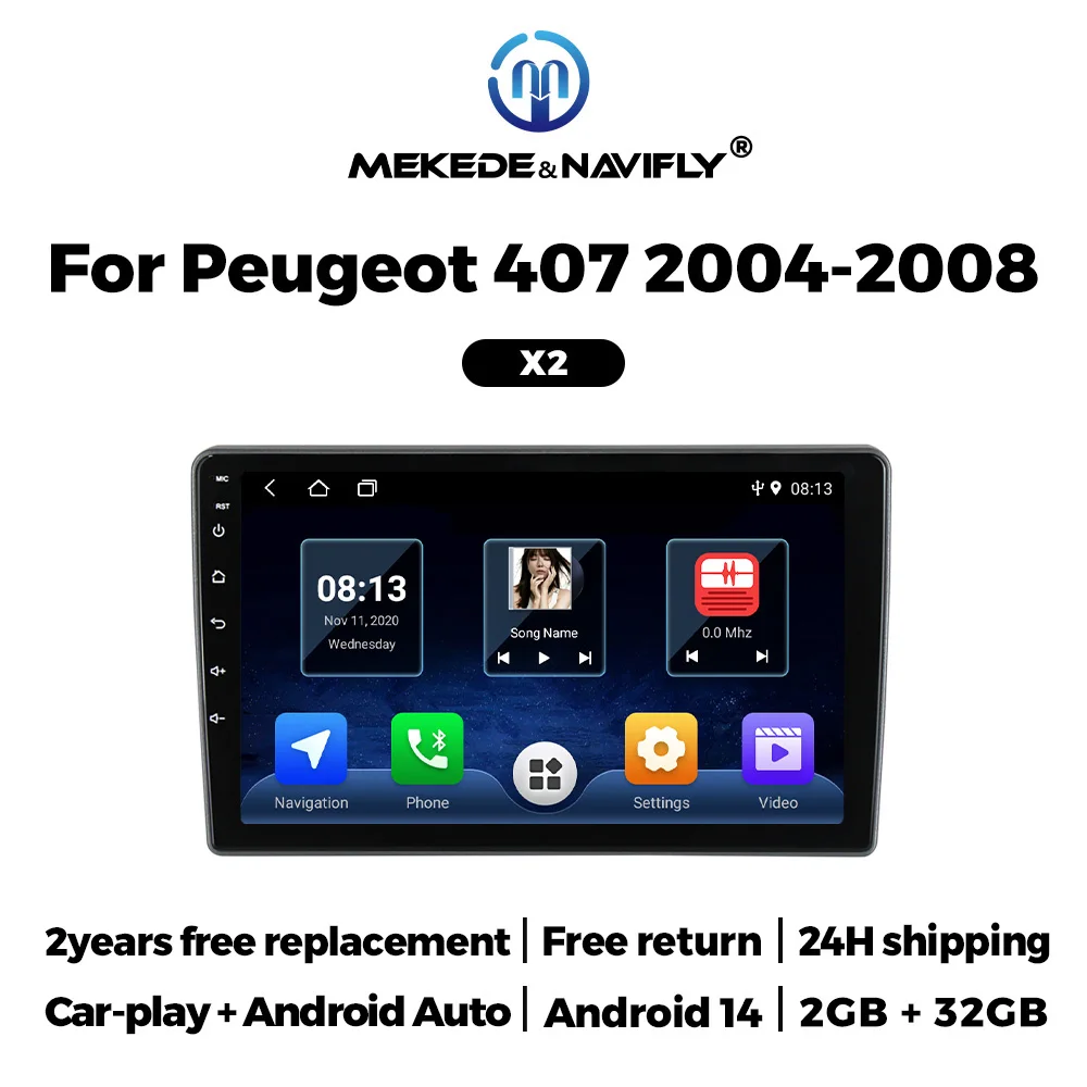 MEKEDE Neues intelligentes Android-Fahrzeugsystem für Peugeot 407 cc SW 407CC 2004–2011 Auto-Multimedia-Radio Touchscreen 2din FM Image