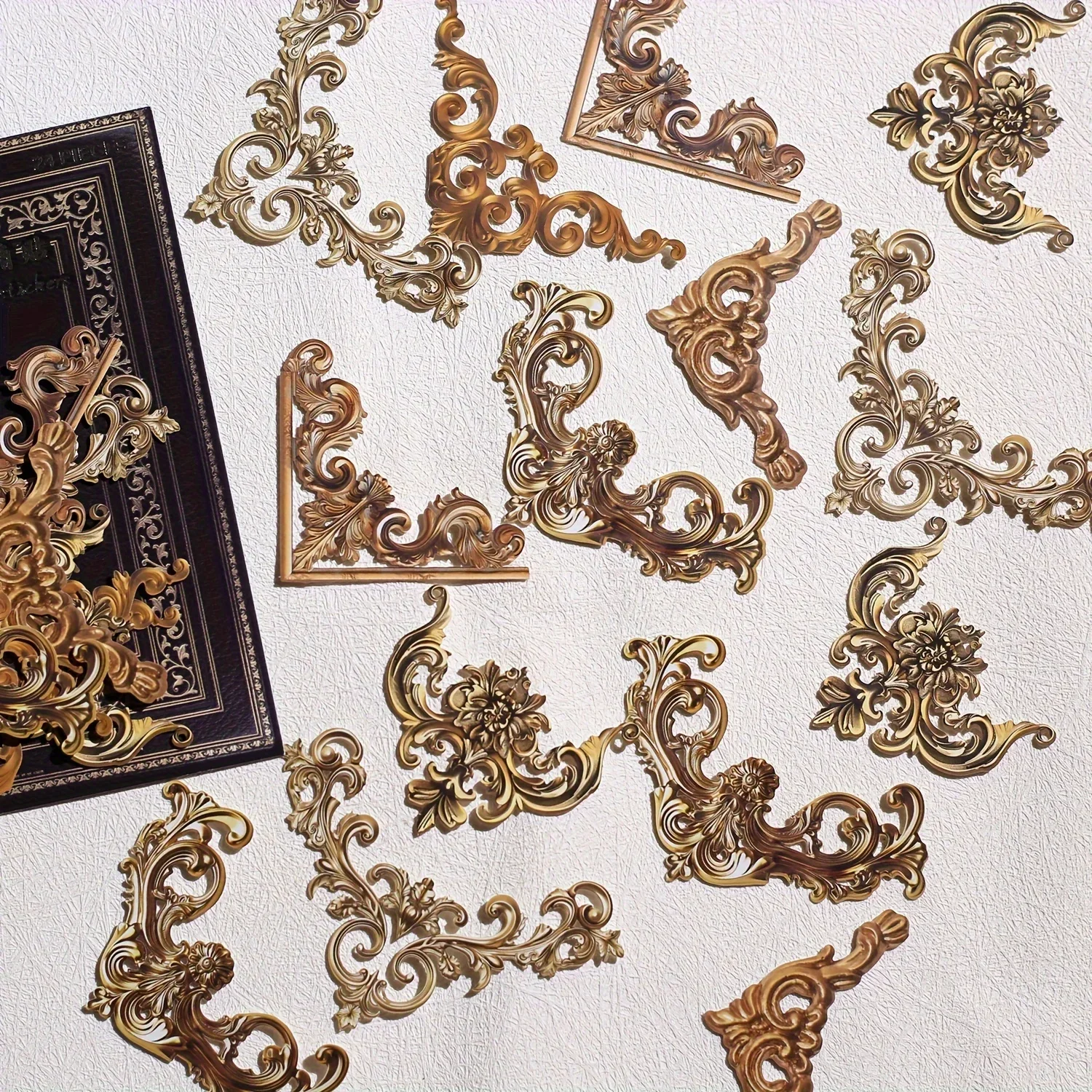 24 Stück/Packung Vintage-Eckaufkleber für Junk Journal, Scrapbooking, Hintergrund, dekoratives Briefpapier, Materialetikett Image