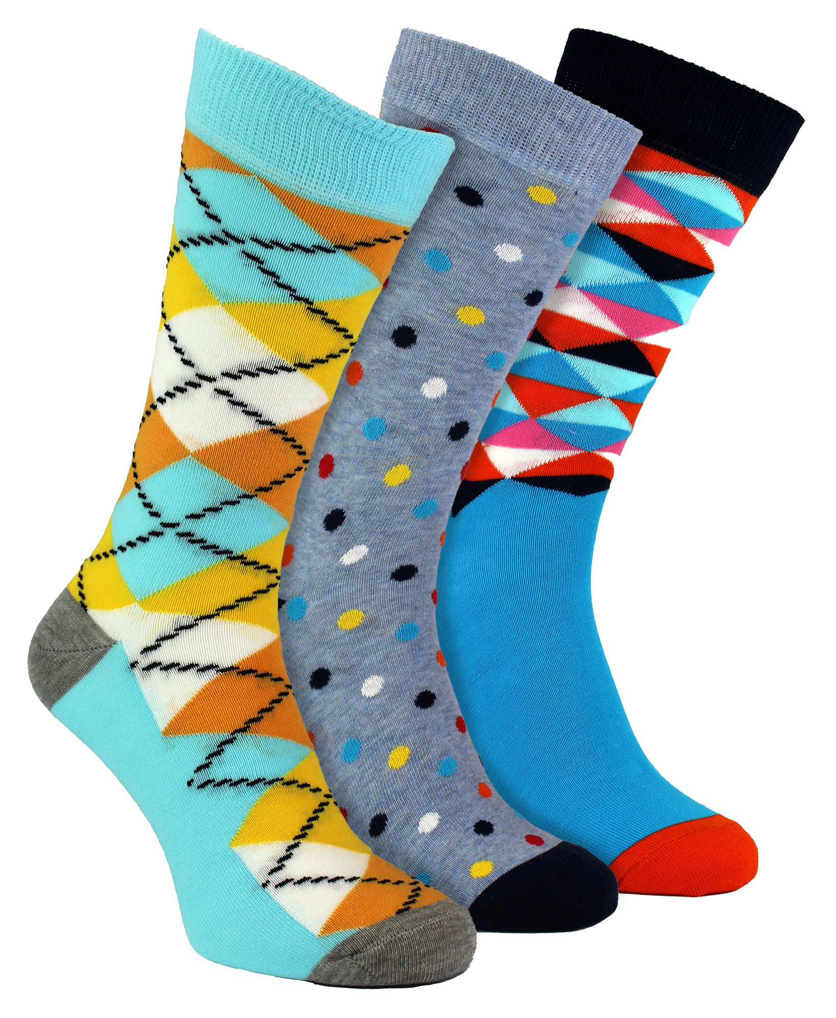 HS von Happy Socks - Herren 3er-Pack Klassische Argyle Socken - Argyle (Hellblau)
