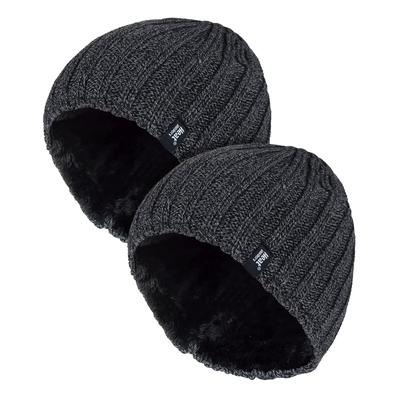 Herren Chunky Weiche Winter Rippmütze - 2er Pack Image