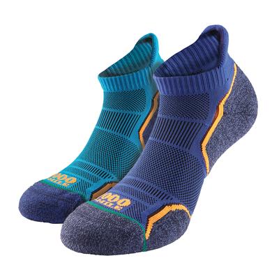 1000 Mile - 2er Pack Herren Einzel-Schicht Weiche Atmungsaktive Laufkurzsocken - Königfischer / Marineblau Image