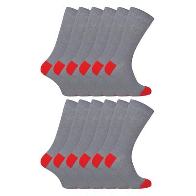 12er Multipack Herren schwarze Baumwollsocken | Sock Snob | Atmungsaktive Crew-Socken mit gepolstertem Fersen- und Zehenbereich - Grau Image