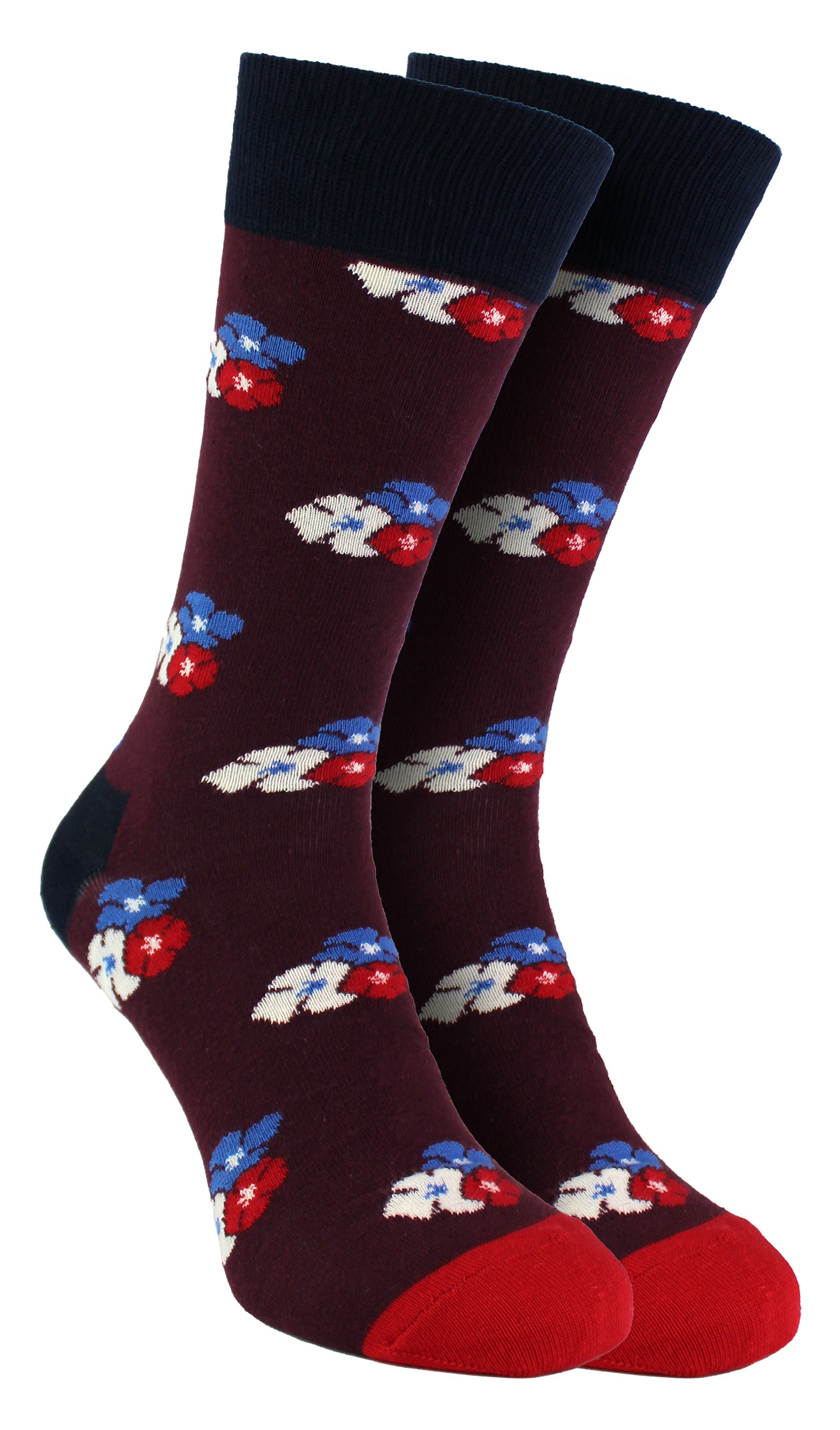 HS von Happy Socks - Herren 3er Pack Klassische Blumen-Socken - Blumen (Bordeaux)