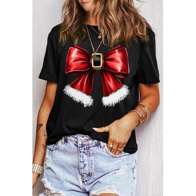 Azura Exchange Schwarzes Weihnachten Große Schleife Grafik Crewneck T-Shirt Image