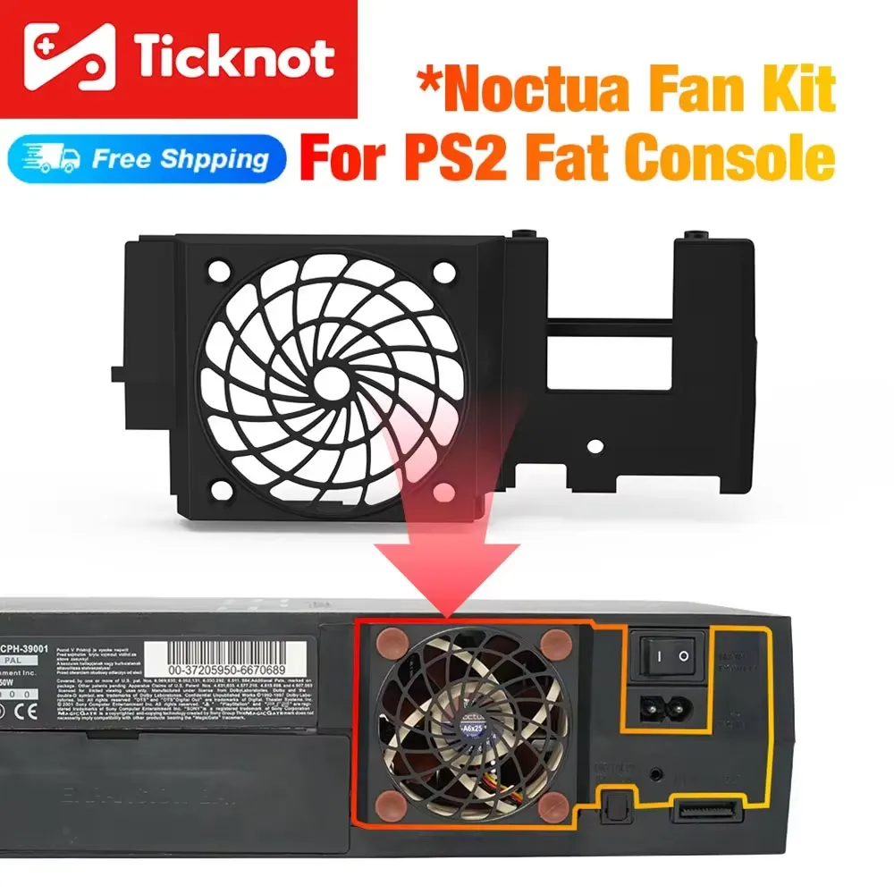 TicKnot 5V Silent Upgrade Lüfterhalterung für Playstation2 Fat Console (SCPH-3XXXX & SCPH-5XXXX) Noctua Lüfter-Kit Lüfter für PS2 Image