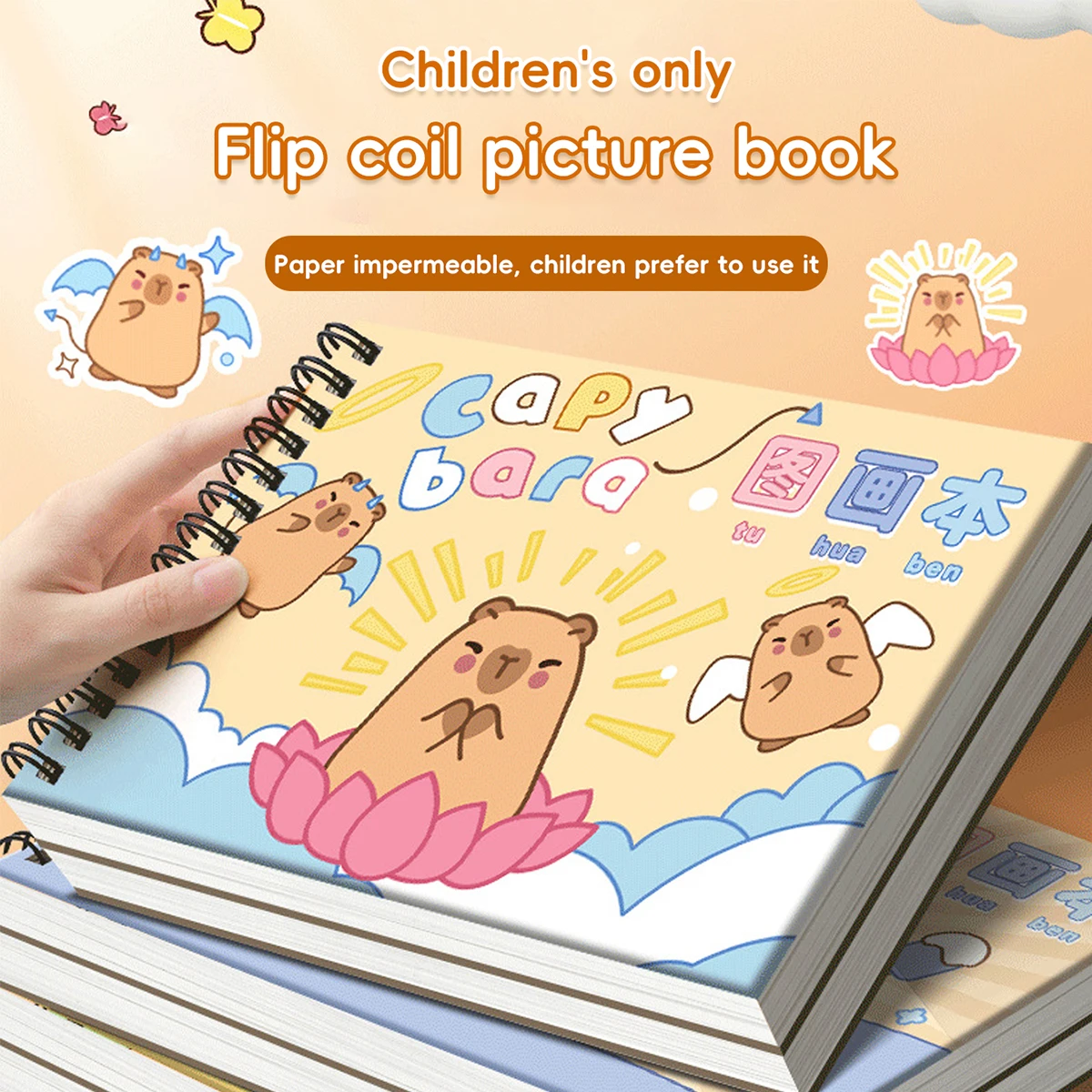 1 Stück Kawai Capybara Bilderbuch A4 verdickt 50 Blatt Papier Kinder leere Skizze Kunst Schule Schüler Zeichenzubehör Image