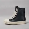 Ricks Genious Schwarzes Leder Jumbo Lace High Top Owens Qualität Herrenschuh Damen Sneaker Casual Reißverschluss Owens Design Stiefel & Schuhe