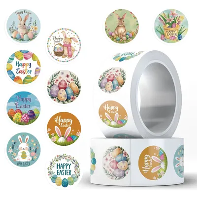 500 stücke Ästhetische Nette Ostern Kaninchen Cartoon Aufkleber Rolle Farbe Eier Aufkleber DIY Laptop Telefon Dichtung Label Aufkleber Belohnung Geschenk Image