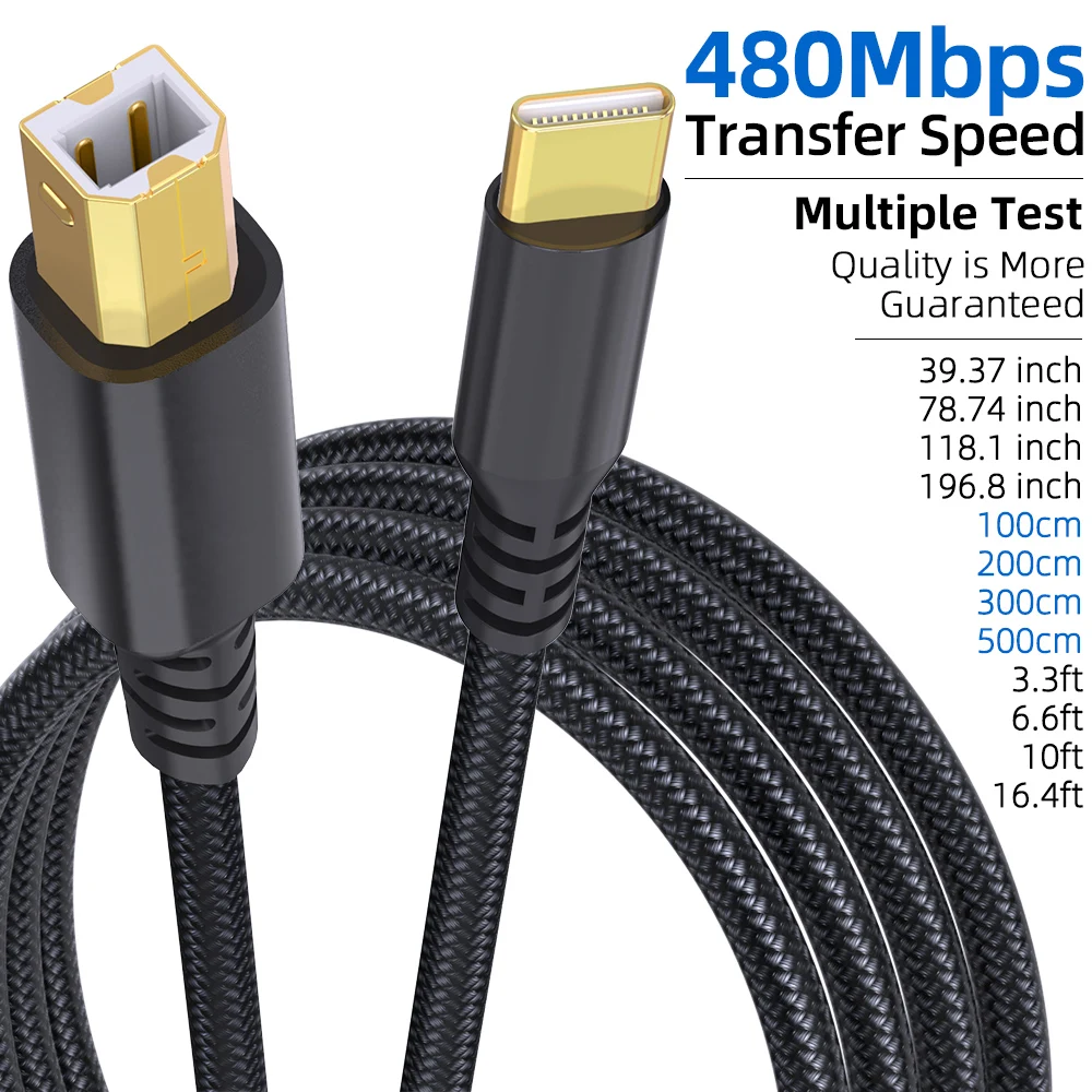 USB-C-auf-B-Druckerkabel mit hoher Geschwindigkeit für HP, Canon, Brother, Samsung, Dell, Epson, Lexmark, Xerox auf 480 Mbit/s bieten mehr USB-Geräte Image