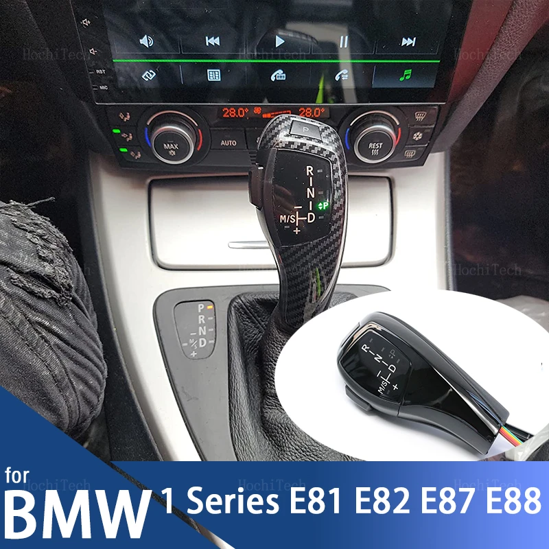 LED-Schaltknauf, automatischer Schalthebel, Kohlefaser, Schwarz, Silber, für BMW 1er E81 E82 E87 E88 1M 2004–2011 Image