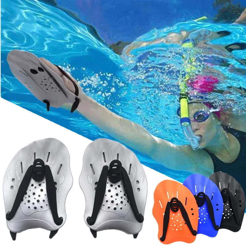 2PCS Kinder & Erwachsene Wasser Sport Schnorcheln Schwimmen Paddel Training Schwimmen Training Werkzeug Hand Schwimmhäute Handschuhe Pad Flossen flossen Image