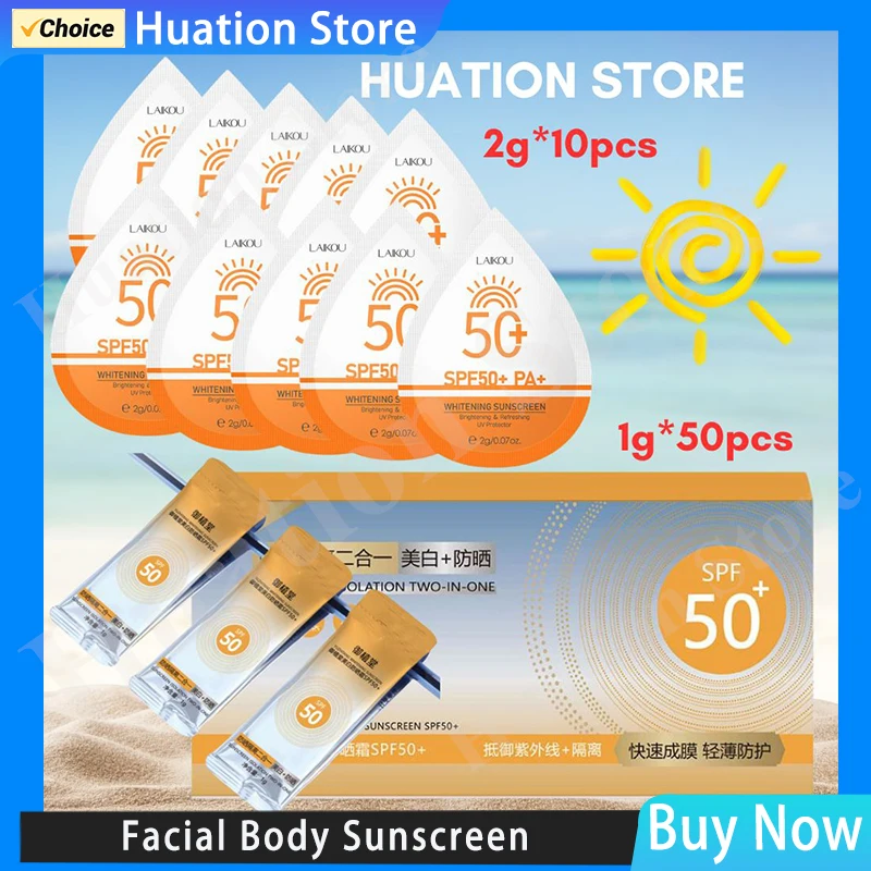 10/50 Stück Mini-Sonnenschutz in Reisegröße, wasserdicht, schweißfest, SPF50+, Gesichts-Sonnenschutzmittel für Gesicht, Strand, Sonnenschutz Image