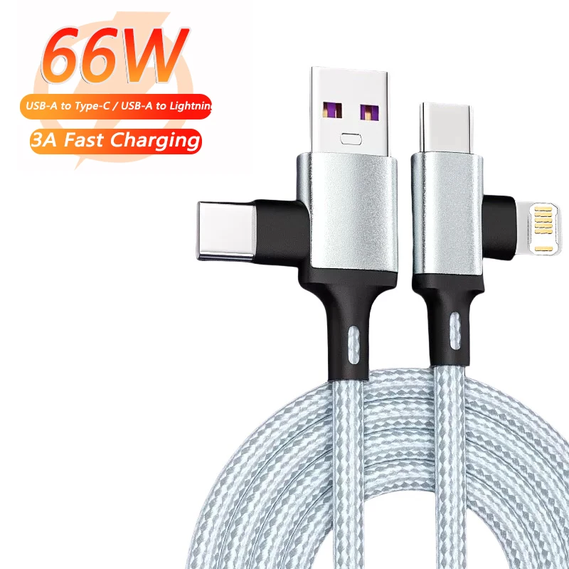 PD 2-in-1-USB-A-Kabel Typ C auf Lightning-Schnellladekabel für iPhone 16 15 14 13 11 Pro Max iPad Xiaomi Huawe Samsung Image