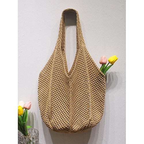 Per donna Borsa tote Borsa hobo Borse a Spalla Poliestere Rete Shopping Casual Quotidiano Spiaggia Grande Capacità Leggero Tinta unica Nero Giallo Rosso