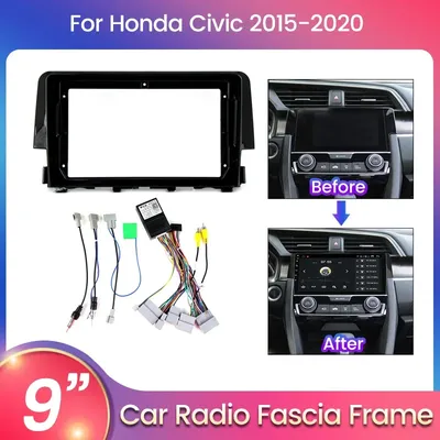 2 Din Car Radio Frame for Honda Civic 2015 2016 2017 2018 2019 2020 Dash Fascia Kit 9 Inch DVD Radio