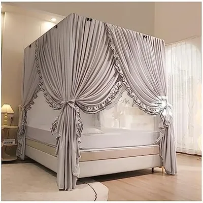 Princess Bed Netting Canopy for Girls Mosquito Net Bed Frame Curtain Brackets 4 Corners Post Bed