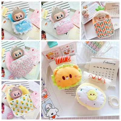 Doll Accessories Cozy Bedding Set for 17cm Labubu Dolls Cute Bed Pillow Quilt Essentials for Plush