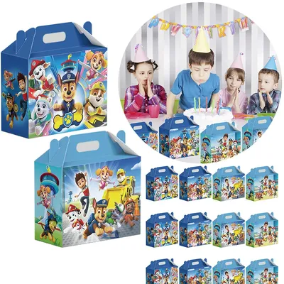 12pcs Paw Patrol Paper Candy Gift Box Anime Birthday Party Favors Treat Snack Box Boy Girl Gifts
