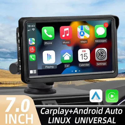HIPPBQCC Car Radio Wireless CarPlay Android Auto Multimedia Video Player 7inch Portable Touch Screen