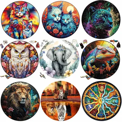 Wooden Jigsaw Puzzle For Adults Kids DIY Animal Puzzles With Hell Difficulty Educational Brain