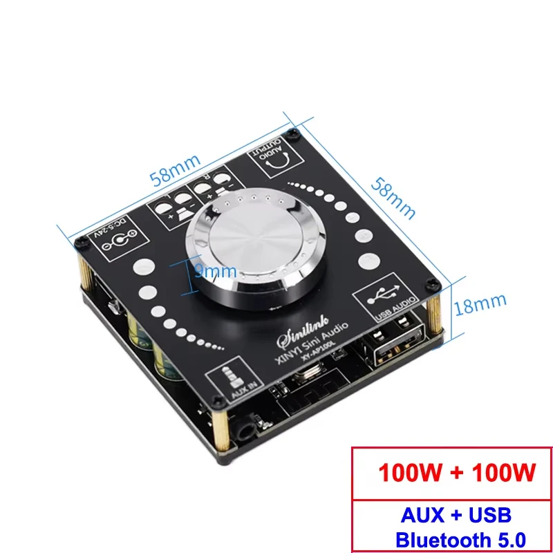 XY-AP100L 2*100W Scheda amplificatore di potenza Bluetooth 5.0 Digitale AUX 2.0 CH Stereo Home Music Altoparlante Modulo wireless AMP audio