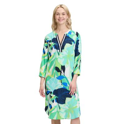 Druckkleid BETTY BARCLAY "Betty Barclay Casual-Kleid mit Stehkragen", Damen, Gr. 44, Normalgrößen, bunt (grün, blau), Obermaterial: 100% Viskose., feminin, figurumspielend lang, Rundhals, Langarm, Kleider, Druck Image