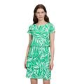Sommerkleid BETTY BARCLAY "Betty Barclay Stufenkleid mit U-Boot-Ausschnitt", Damen, Gr. 46, Normalgrößen, bunt (grün, cream), Obermaterial: 100% Polyamid. Futter: 100% Polyester., feminin, gerade kurz, Rundhals, Halbarm, Kleider, Druck