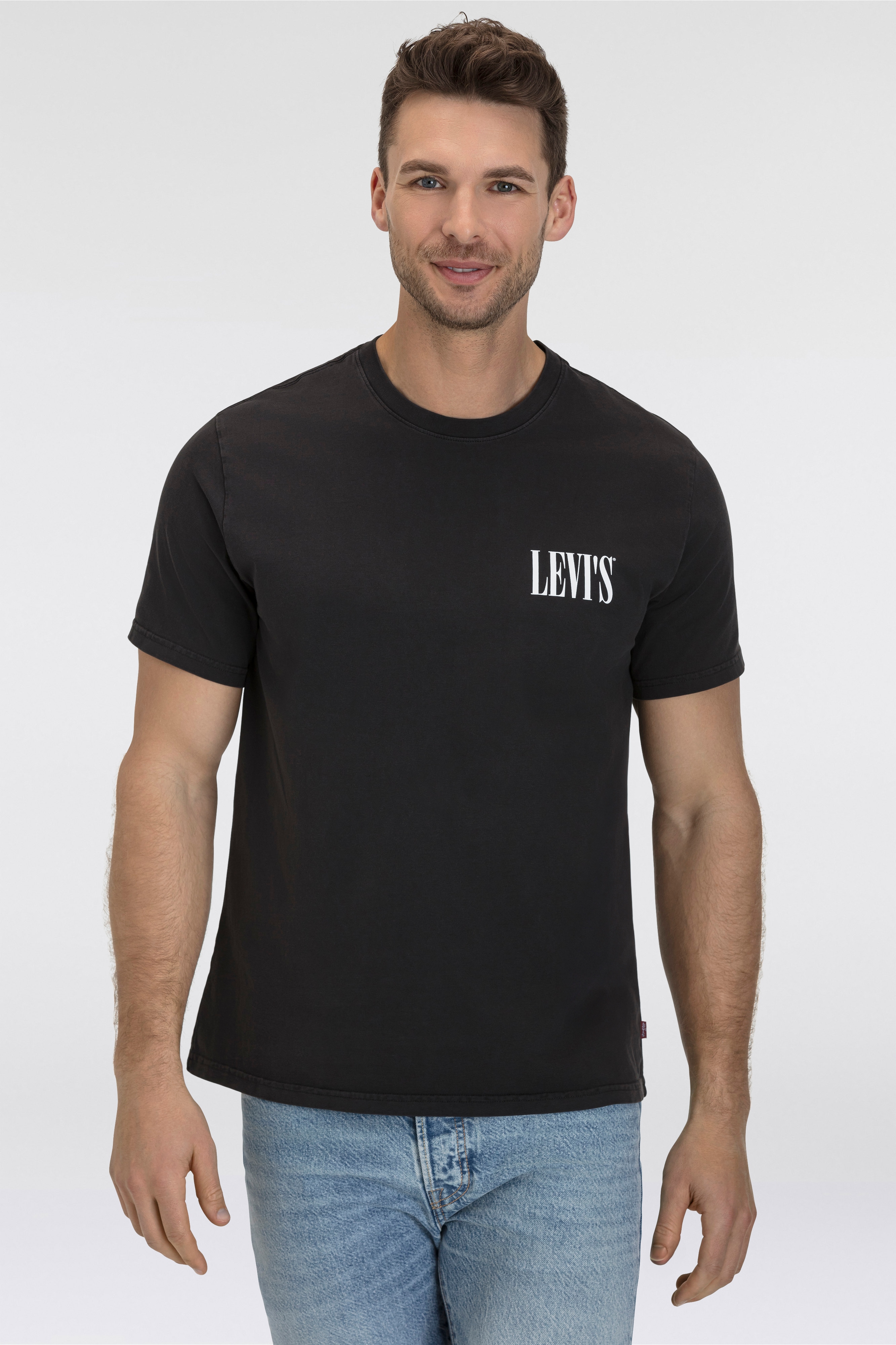 T-Shirt LEVI'S "RELAXED FIT TEE", Herren, Gr. XL, schwarz, Jersey, Obermaterial: 100% Baumwolle, unifarben, relaxed fit taillenbedeckt, Rundhals, gerader Abschluss, Shirts, mit Logoschriftzug Image