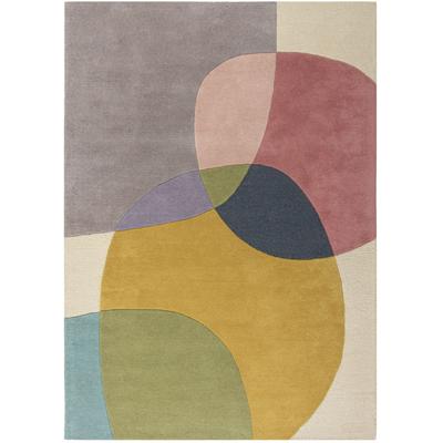 Wollteppich FLAIR RUGS "Glow", bunt, B:60cm H:8mm L:230cm, Wolle, Teppiche, fußbodenheizungsgeeignet, mit Hoch-Tief-Effekt, gemustert Image