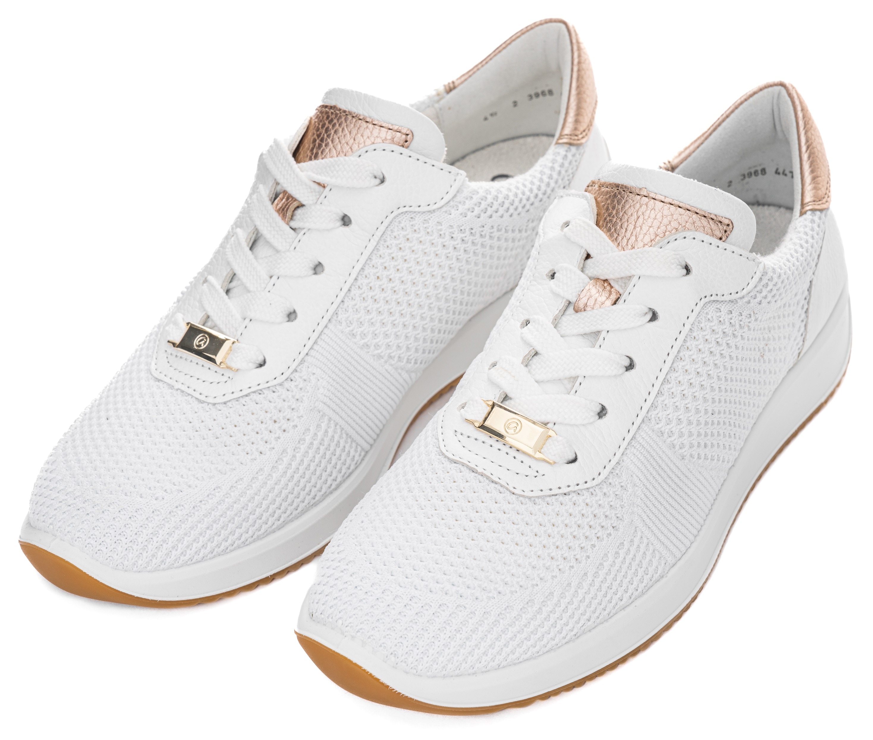 Sneaker ARA "LISSABON", Damen, Gr. 6,5, beige (weiß, sand), Glattleder, Textil, kontrastfarbene Details, Schuhe Sneaker, Freizeitschuh, Schnürschuh in Bequemweite G (= weit)
