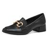 Pumps TAMARIS, Damen, Gr. 37, schwarz, Lederimitat, klassisch, Schuhe, Blockabsatz, Businesschuh, Slipper mit goldfarbenem Schmuckelement