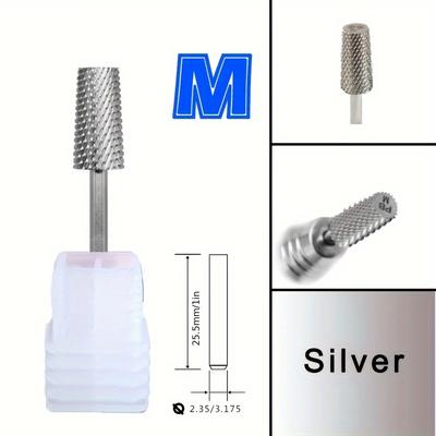 TEMU A Manicure And Pedicure Tool With A Large Trapezium Tapered Barrel Made Of Golden Silvery Tungsten Steel Carbide, Used As A Milling Cutter Bit. Image