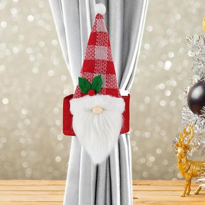 TEMU 2-pack Vintage Classic Christmas Holdbacks, Self-adhesive Tiebacks For Home Decor, Holiday Santa Snowman Reindeer Design, Polyester Accessories Image