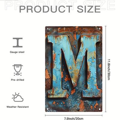"TEMU Cafe Highlight, Vintage Metal Letter "m" Sign - 7.9"x11.8" Weather-resistant Aluminum Wall Decor, Pre-drilled For , Home, Cafe, Restaurant, Or Holiday Gift, Coffee Bar, 2d, Room Decor" Image