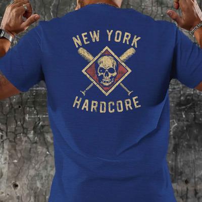 TEMU Men's New Hardcore Graphic T-shirt - Casual Short Sleeve Summer Tee With Skull & Baseball , Dark Color, 100% Polyester, Machine Washable, Tshirt | Edgy | , New T Shirt Image