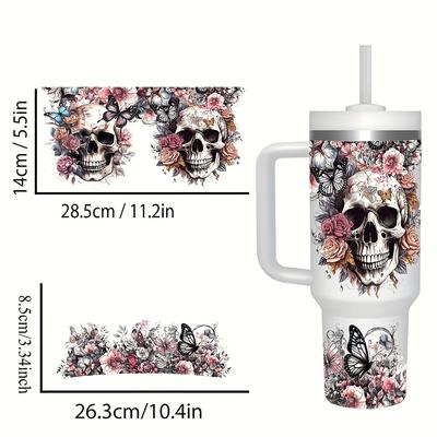 TEMU 2pcs Uv Dtf Transfer Cup Pvctransfer Sticker For 40oz Tumbler, Cups, Bottles - Gothic Style Waterproof And Scratch-resistant, School Supplies, Etc, Arts Crafts, Dly Art Supplies Image
