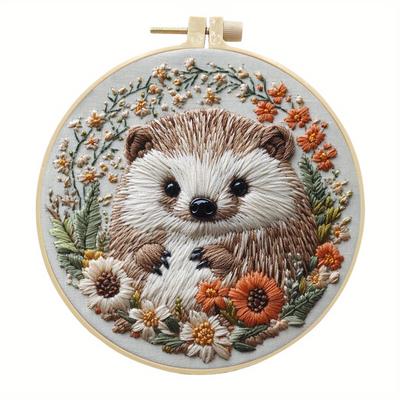 TEMU 1pc Diy Embroidery Kit, Embroidery English Kit, Beginner Friendly, Raccoon Pattern, Mixed Color, Fabric Material, All Theme, With Gift Box, For Adult Beginner, Festival, Birthday, New Year Gift Image