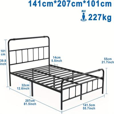 TEMU Bed Frame, Metal Bed Frame, Guest Bed, Metal Bed With Headboard For Bedroom (black) Image