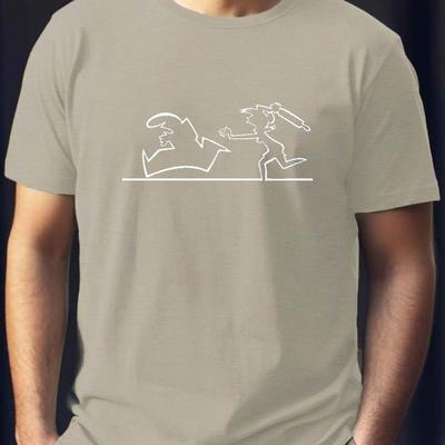 "TEMU Men's Casual "" Graphic Tee - Short Sleeve, Summer T-shirt With Unique Line Art Design, Lightweight & Comfortable, Casual Summer Wear | Design | Lightweight Shirt" Image