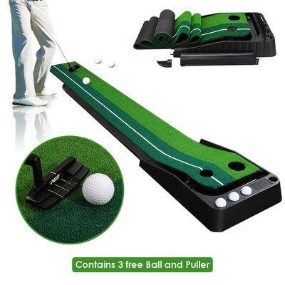 TEMU Golf Mat Putting Mat Office Golf Practice Mat Golf Putting Mats Golf Putting Trainer Mat With Auto Ball Return , Golf Putter, 3 Golf Balls Image
