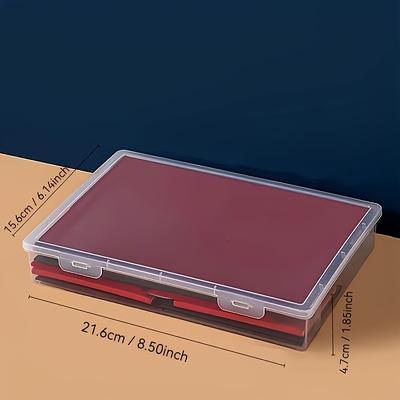 TEMU 2pcs 21.6cm/8.50inch Transparent Plastic Storage Box With Flip Cover, Space Saving, Desktop Storage Box, Suitable For Office And Supplies, Desktop Storage Image