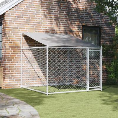 TEMU 2x2x2m Large Grey Outdoor Dog Kennel, Galvanized Material With Door, Protects From And Is Comfortable Image