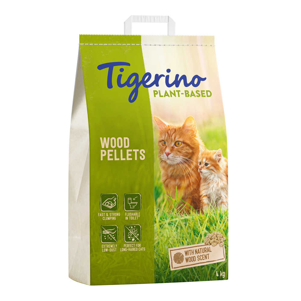Lettiera Tigerino Plant-Based Pellet di legno - Odore naturale del legno (senza profumo) - 8 L (4 kg)