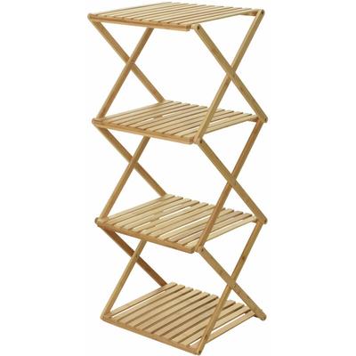 Spetebo - Klappbares Bambus Standregal mit 4 Ablagen - 94 cm h - Praktisches Falt-Regal aus 100% Image