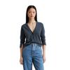 Cardigan MARC O'POLO, Damen, Gr. S, muted blau, Strick, Obermaterial: 90% Baumwolle, 10% Leinen, casual, slim fit, tiefer V-Ausschnitt, Langarm Bündchen mit Schlitz, Strickjacken, Elegant und sportlich zugleich